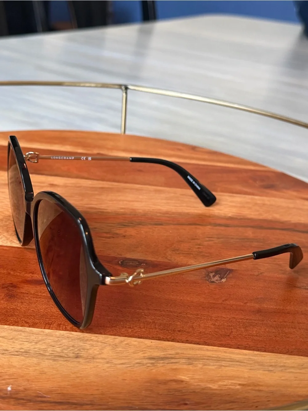 Longchamp LO705S (Color 001) Black Frame Sunglasses Purple Gradient Lenses NIB